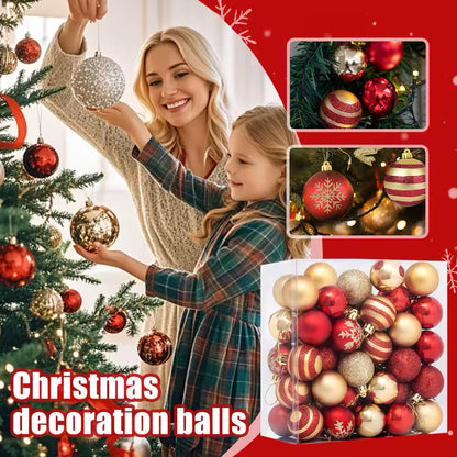 50Pcs Christmas Balls Ornament Red Gold Christmas Tree Hanging Bauble